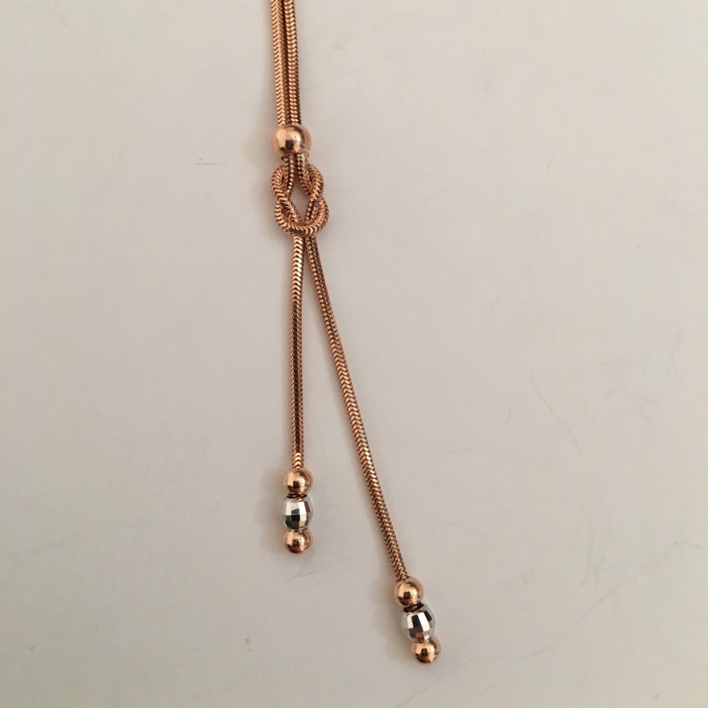 Solid 14k Rose Gold Two Tone Rope Necklace 20
